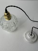 LOT 3 ANCIENNES SUSPENSIONS EN VERRE BULLE VINTAGE