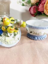 Sucrier ou bonbonnière motifs fruits en porcelaine. Vintage 
