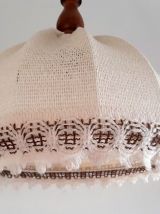 Suspension vintage crochet et bois 1970 