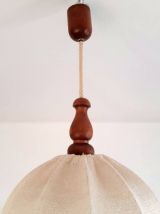 Suspension vintage crochet et bois 1970 