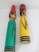 Couple statuettes bois tourné Egypte petit modèle
