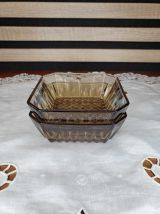 Ensemble de 2 raviers vintage en verre fumé, LEVER