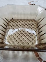 Ensemble de 2 raviers vintage en verre fumé, LEVER