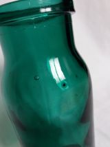 Flacon, bocal en verre moulé vert émeraude