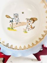 Assiette enfant en porcelaine de Limoges motifs chats.