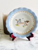 Assiette enfant en porcelaine de Limoges motifs chats.