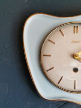 Horloge céramique vintage pendule murale silencieuse bleue