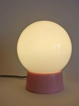 Lampe salon chevet bureau vintage opaline blanche "Malabar"