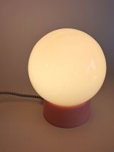 Lampe salon chevet bureau vintage opaline blanche "Malabar"