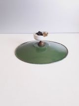 Ancien plafonnier de ferme ou d'usine - Tôle émaillée verte 