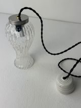 PAIRE D’ANCIENNES SUSPENSIONS EN VERRE VINTAGE