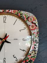Horloge vintage pendule murale silencieuse FFR Fleurs