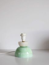 Petite lampe vintage pied en pierre bicolore et abat-jour im