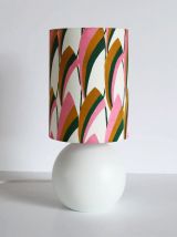 Lampes de chevet vintage pied bois et abat-jour imprimé