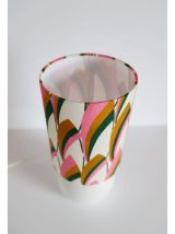 Lampes de chevet vintage pied bois et abat-jour imprimé