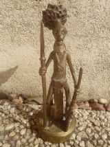 statuette  métal guerrier africain