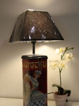 Lampe artisanale recyclage boite vintage Lustucru