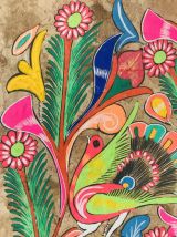 Cadre gouache Amate oiseaux colorés Mexique