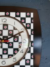 Horloge vintage pendule murale silencieuse Damier noir blanc