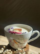Bougie artisanale fraises des bois ~ tasse vintage oiseaux