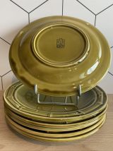 6 assiettes à dessert kaki - décor Bambou - GIEN