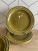 6 assiettes à dessert kaki - décor Bambou - GIEN