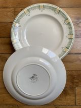 6 assiettes plates en faIence  ancienne  - Longwy  