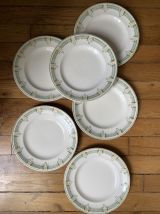 6 assiettes plates en faIence  ancienne  - Longwy  