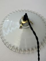 SUSPENSION ANCIENNE VINTAGE EN OPALINE DENTELEE 24 CM 