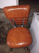5 Chaise de cuisine vintage skai marron 