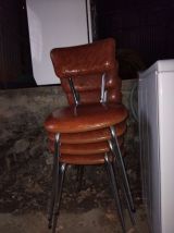 5 Chaise de cuisine vintage skai marron 
