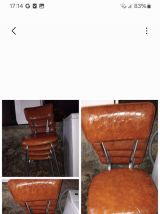 5 Chaise de cuisine vintage skai marron 