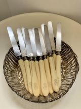 12 couteaux à dessert argent et os 