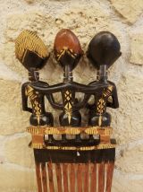 Peigne en bois africain ashanti femelle Ghana