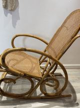 Rocking chair en rotin et cannage