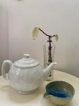 Théière  vintage Burleigh Davenport en porcelaine blanche