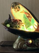 Lampe Vallauris moule sur socle décor marin  en céramique