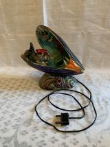 Lampe Vallauris moule sur socle décor marin  en céramique