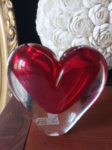 Vase coeur rouge vif  Murano authentique signe  Onesto