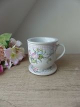 Tasse fleurie avec filtre à thé et couvercle, tisanière en c
