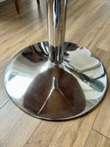 Table à manger vintage bois pied chrome style tulipe
