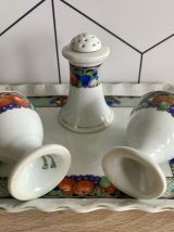 Ensemble coquetier vintage en porcelaine tchèque Victoria 