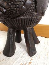 Mortier africain en bois brutaliste 