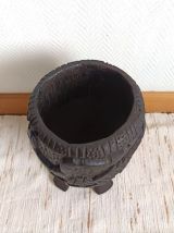 Mortier africain en bois brutaliste 