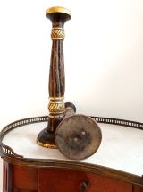 Paire de bougeoirs bois doré vintage 