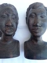 Bustes africains "Couple"  ébène, vintage