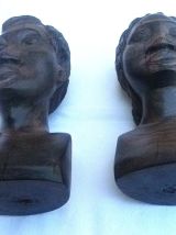 Bustes africains "Couple"  ébène, vintage
