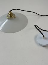 ANCIENNE SUSPENSION BLANCHE EN OPALINE VINTAGE 25 CM
