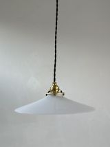 ANCIENNE SUSPENSION BLANCHE EN OPALINE VINTAGE 25 CM