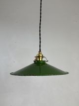 SUSPENSION INDUSTRIELLE ANCIENNE EMAILLEE CONIQUE  25 CM